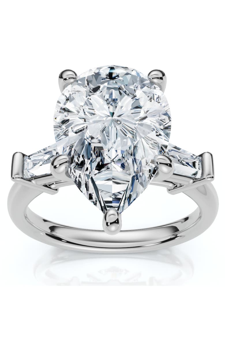 Bliss Diamond 5 3/4Ct Certified Pear & Baguette Diamond Engagement Ring 14k Gold Lab grown, Main, color, 14K White Gold