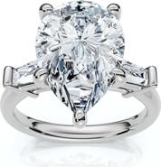 Bliss Diamond 5 3/4Ct Certified Pear & Baguette Diamond Engagement Ring 14k Gold Lab grown