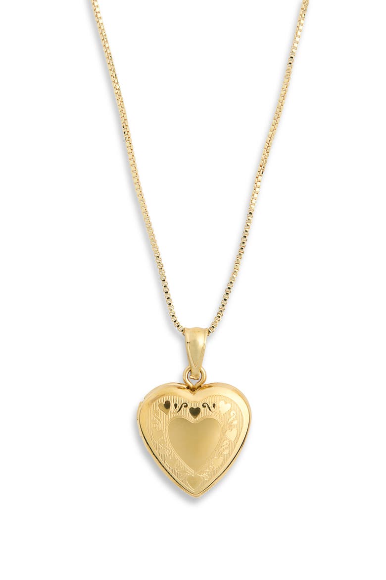 Etched Heart Locket Pendant Necklace, Alternate, color, GOLD