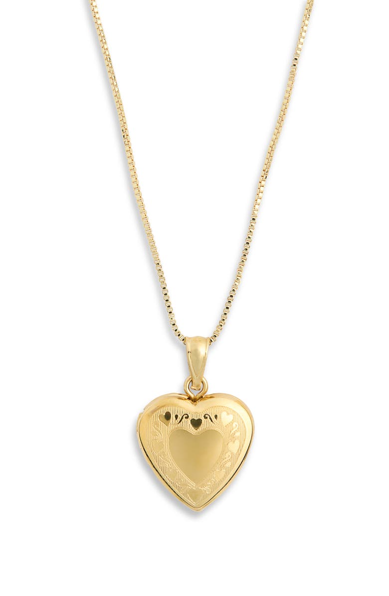 ARGENTO VIVO Etched Heart Locket Pendant Necklace, Alternate, color, Gold