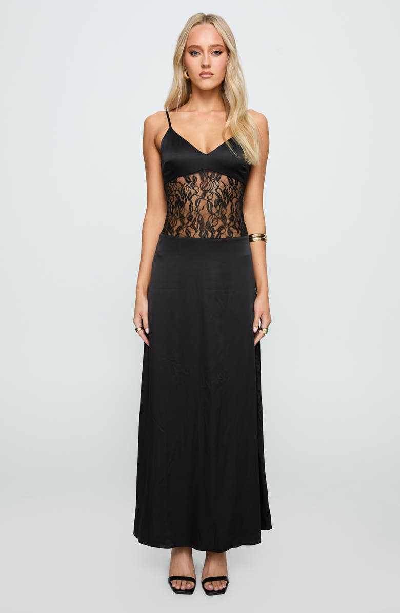 Princess Polly Captivate Lace Gown, Alternate, color, Black