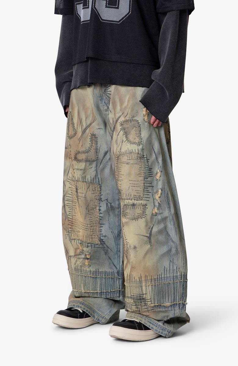 mnml Stitched Barrel Jeans, Alternate, color, Vintage Blue