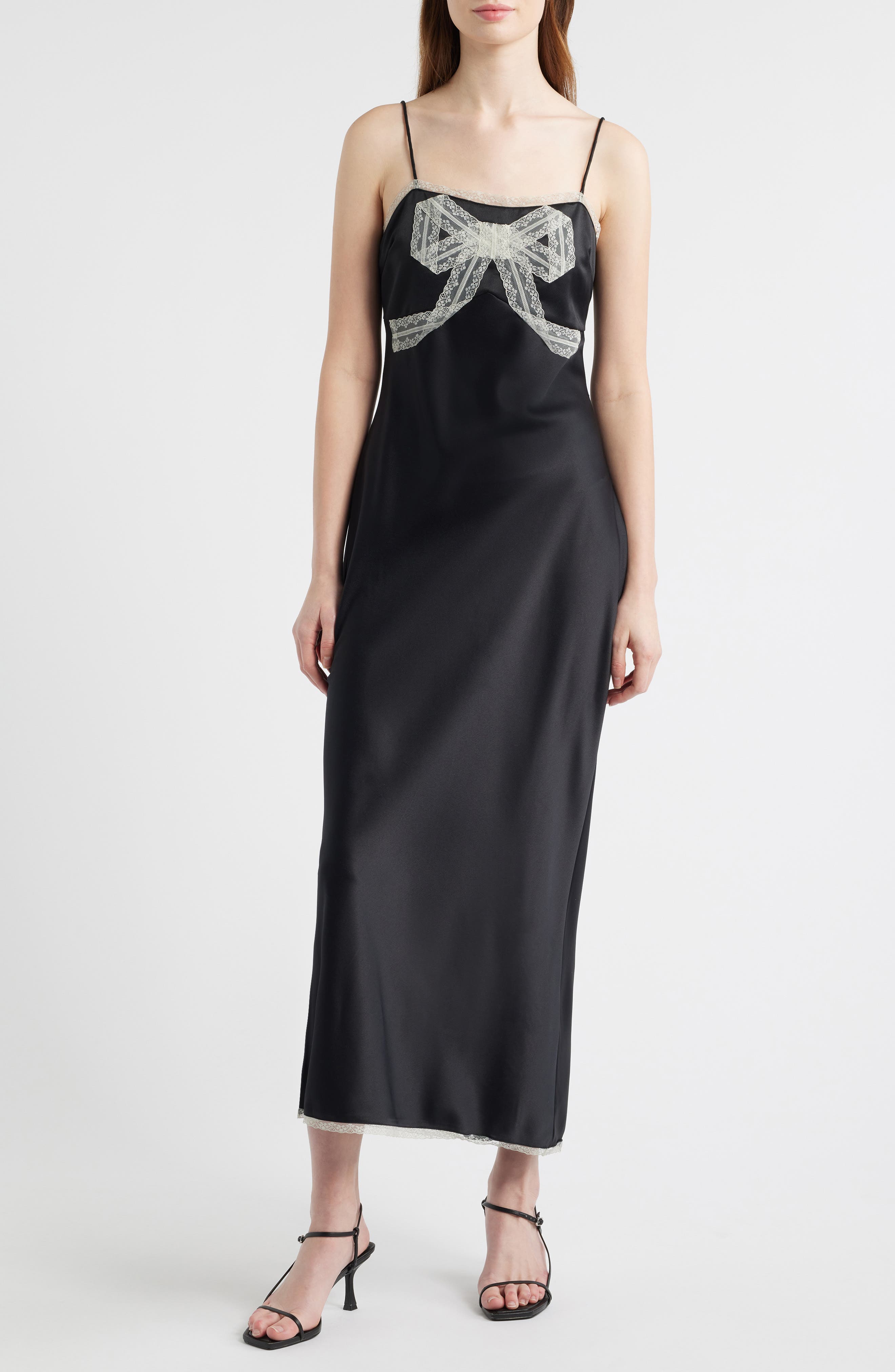 Isolie Lace Satin Maxi Dress