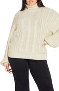 City Chic Avah Cable Stitch Turtleneck Sweater