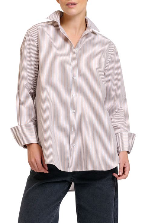 Elodie Stripe Cotton Button-Up Shirt