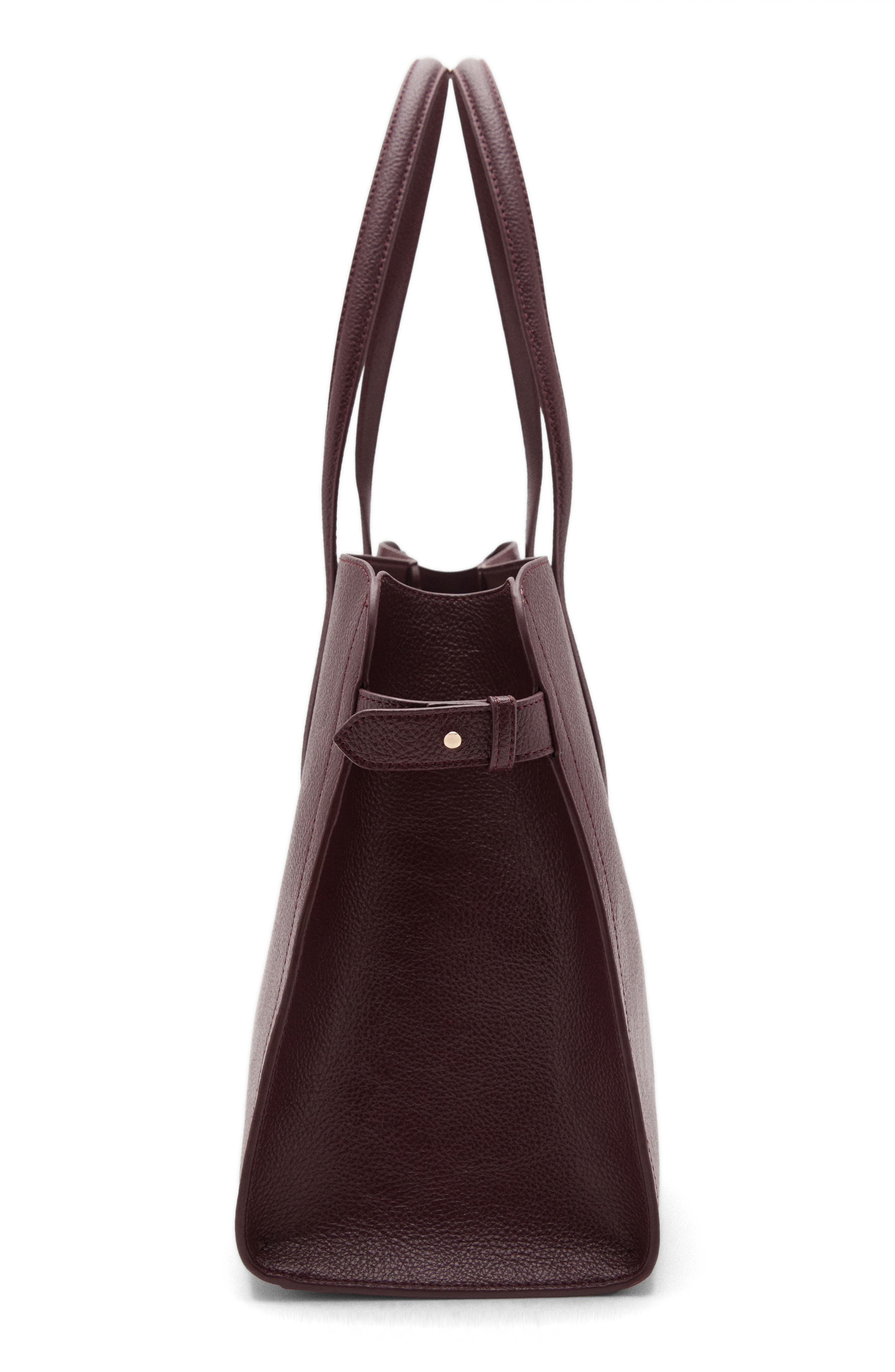 MANGO Medium Pebbled Faux Leather Handbag, Alternate, color, Burgundy