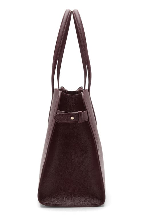 Mango Medium Pebbled Faux Leather Handbag In Burgundy