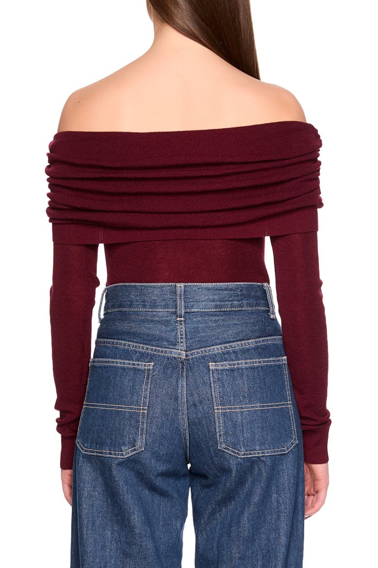 Off the Shoulder Merino Wool Sweater, Alternate, color, BEAUJOLAIS