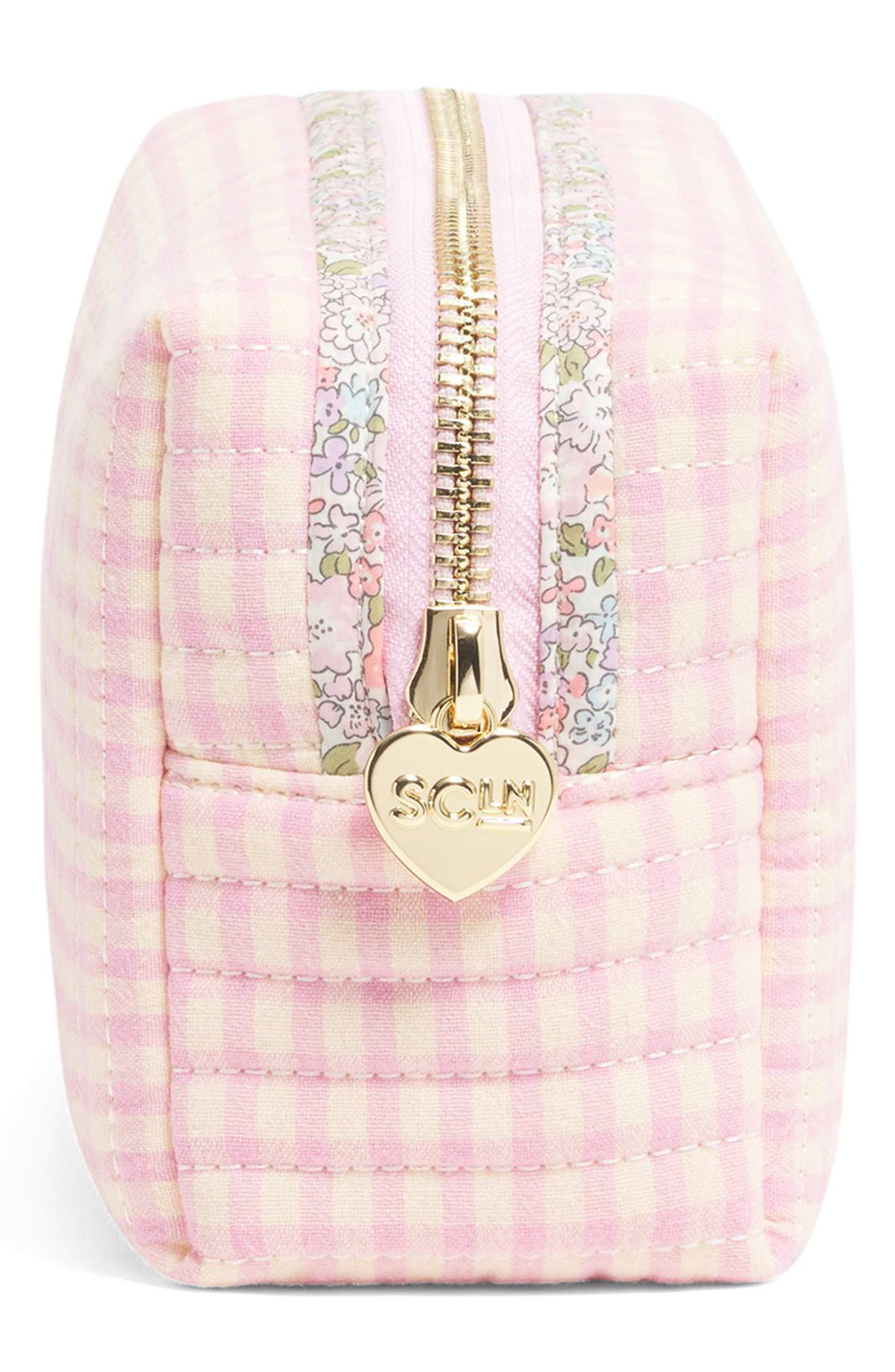 Stoney Clover Lane x Liberty Small Quilted Cotton Pouch, Alternate, color, Rose Gingham