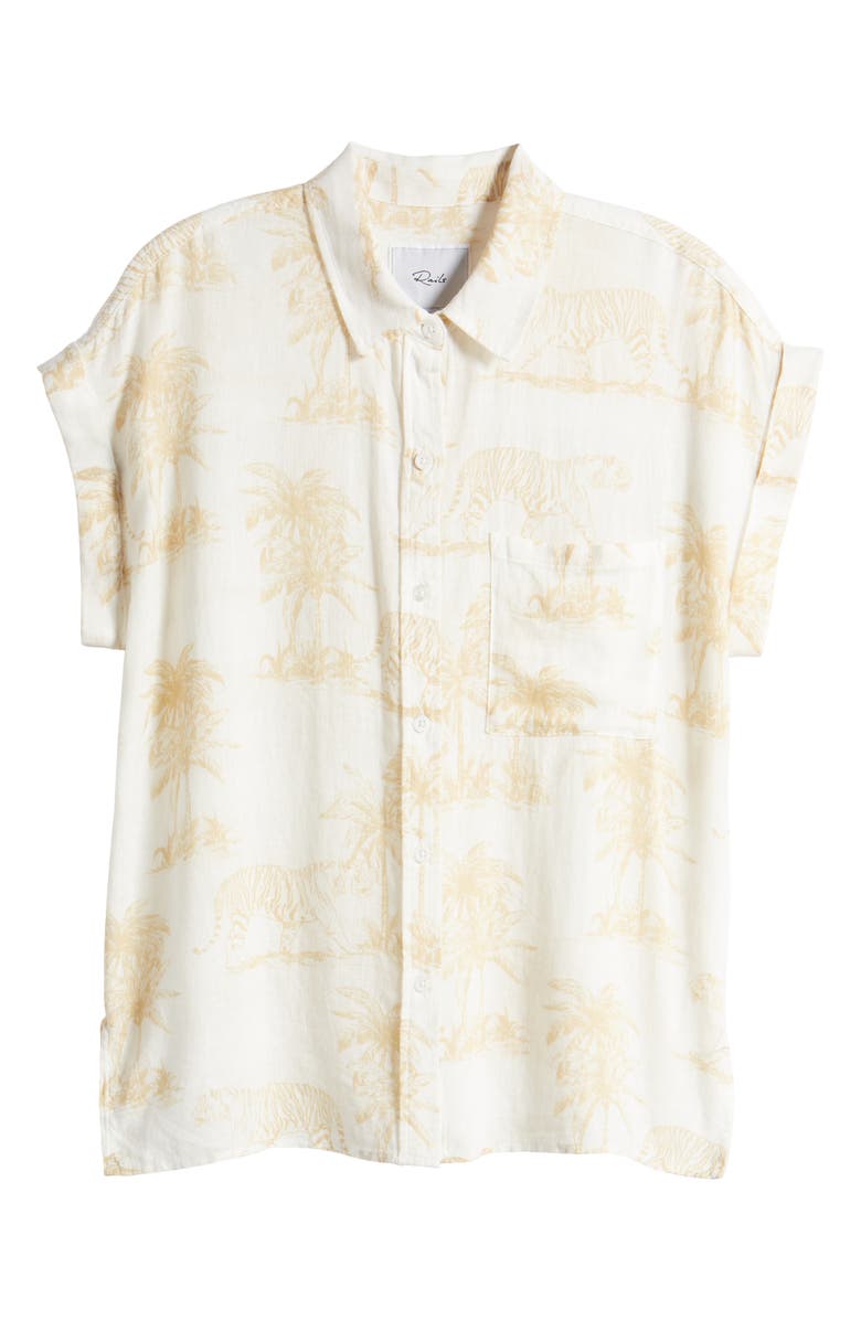 Rails Whitney Short Sleeve Linen Blend Button-Up Shirt, Alternate, color, Wild Bengals