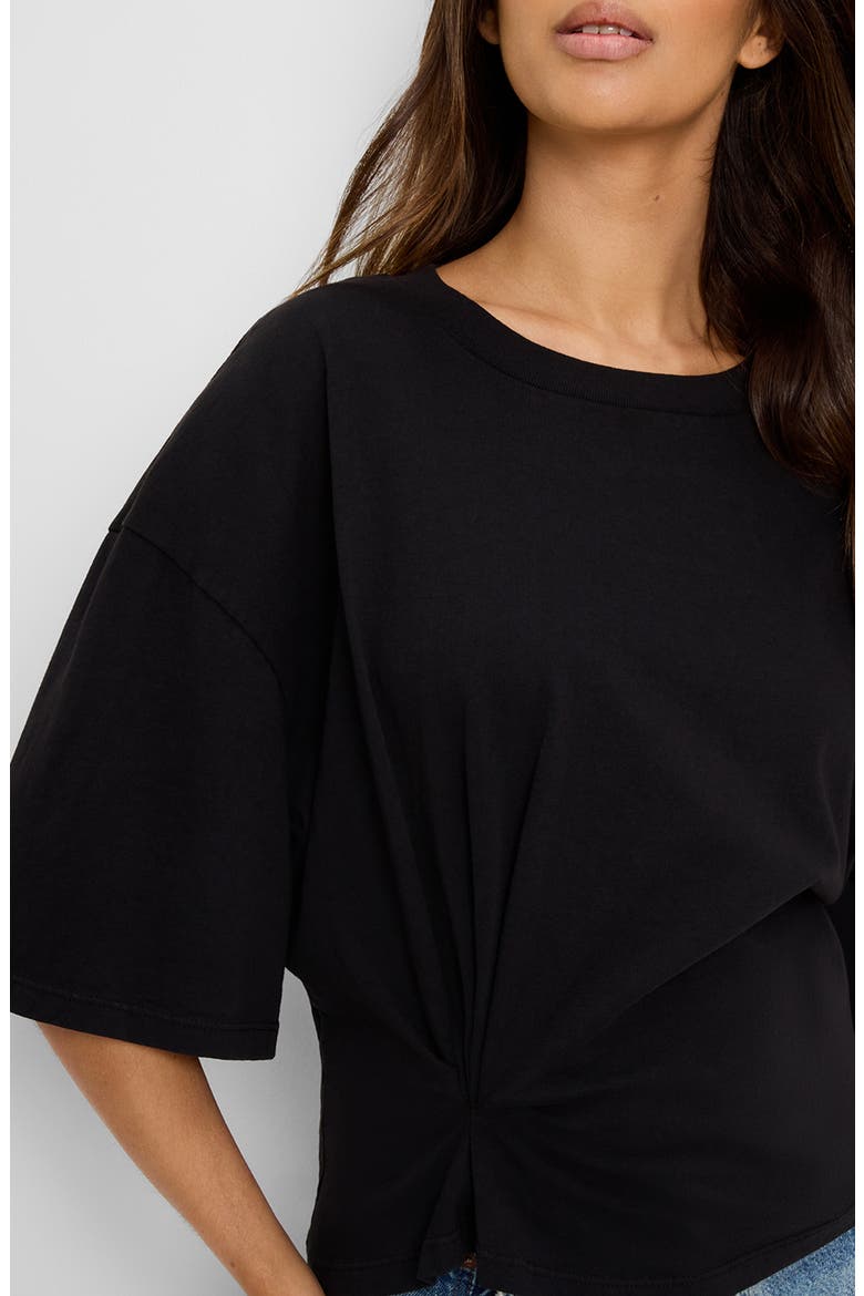 Zinnia Pleated Side Cotton T-Shirt, Alternate, color, BLACK