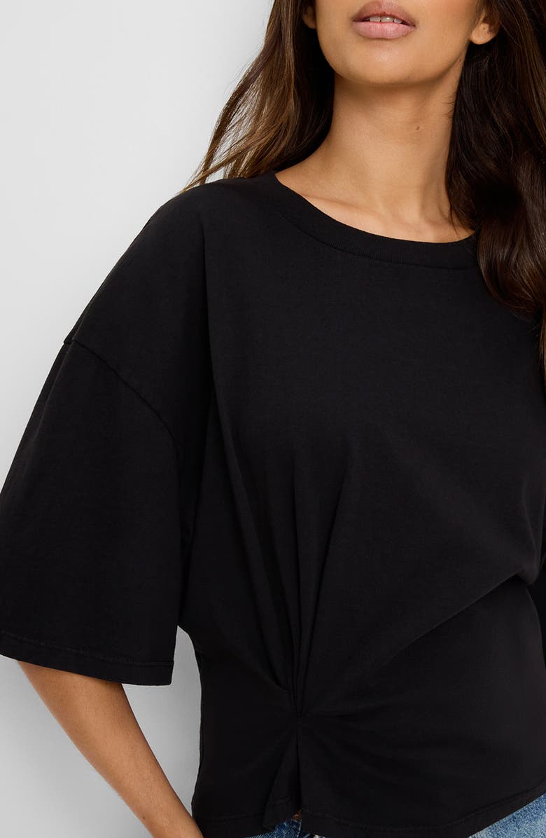 Michael Stars Zinnia Pleated Side Cotton T-Shirt, Alternate, color, Black