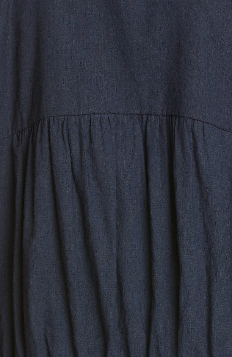 Vince Shirred Band Collar Linen Blend Blouse, Alternate, color, Coastal