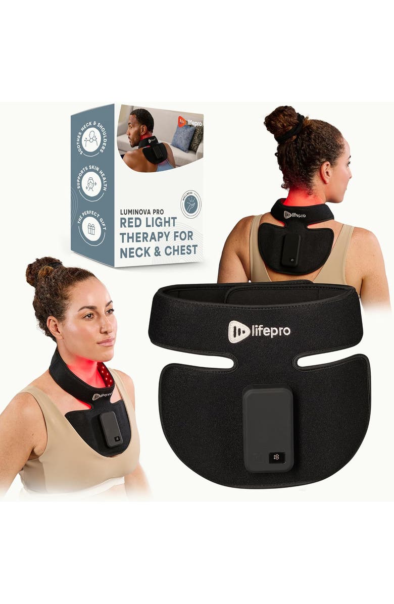 Lifepro Red Light Therapy Neck Wrap 660nm & 850nm Near Infrared Device, Main, color, Black