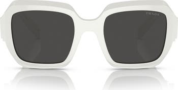 WOW! Prada White 53mm Women Sunglasses Prada Eyewear SPR17 geometric-frame Sunglasses | White  main image 4