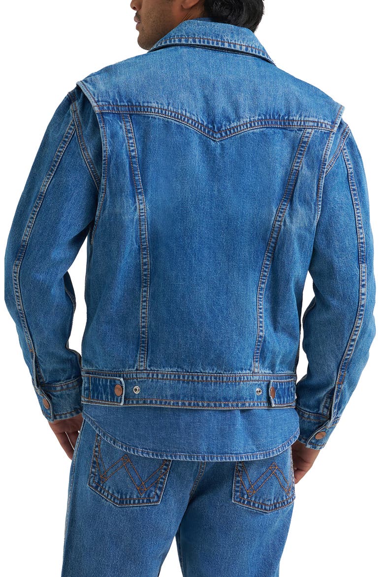 Zip Front Denim Jacket, Alternate, color, COWBOY FADE