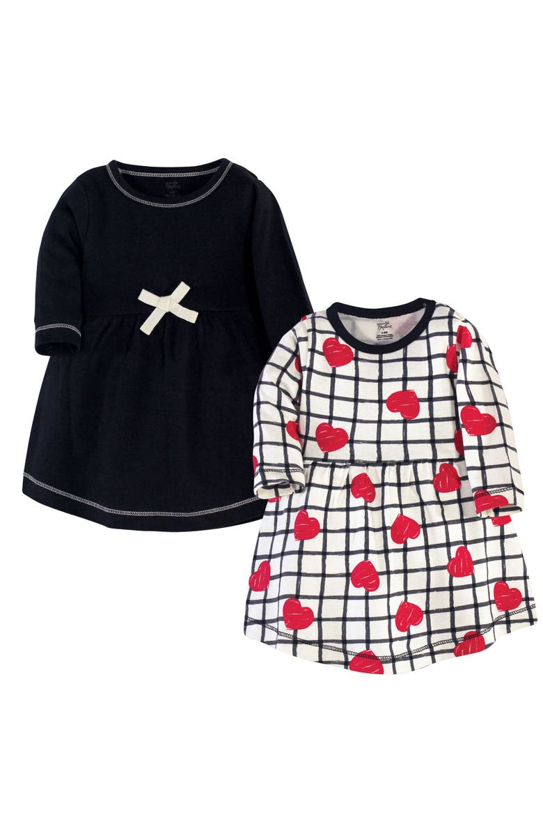Touched by Nature Comfortable Organic Long-Sleeve Dress 2 Pack, Main, color, Black Red Heart