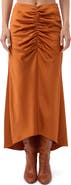 Trina Turk Aspen Satin Ruched Midi Skirt