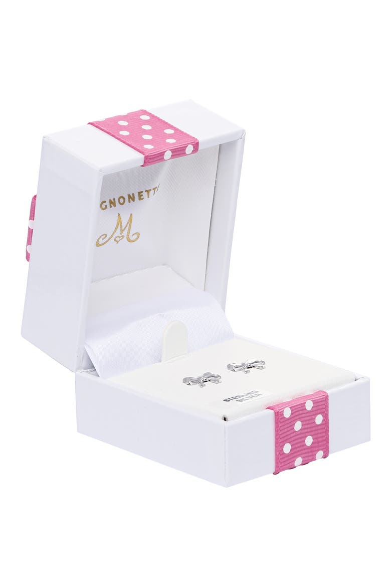 Kids' Bow Stud Earrings, Alternate, color, SILVER