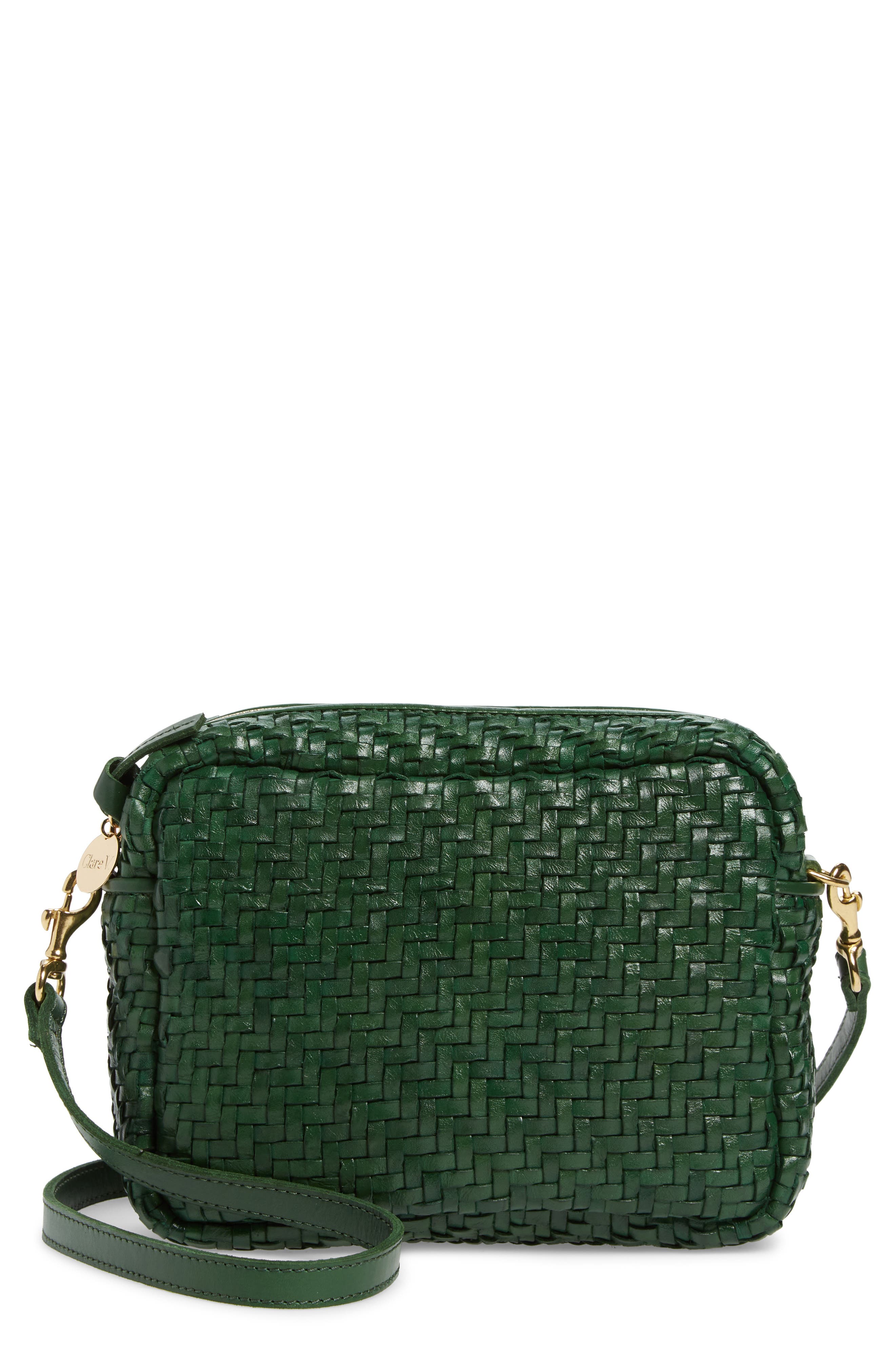 Clare V. Midi Sac Woven Leather Crossbody, Main, color, 