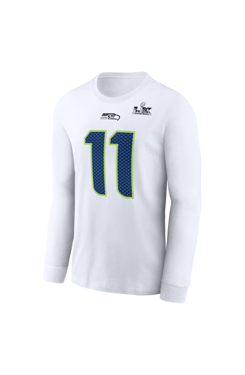 Nike Men's Nike Jaxon Smith-Njigba White Seattle Seahawks Super Bowl LX Champions Patch Name & Number Long Sleeve T-Shirt, Alternate, color, White
