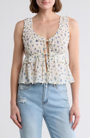 BLU PEPPER BLU PEPPER FLORAL TIE FRONT TANK