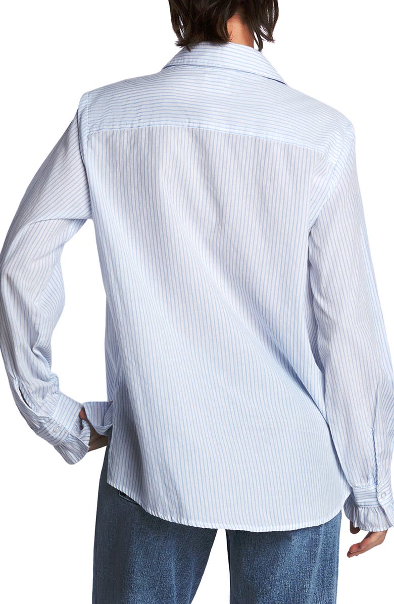 Wash Lab Denim Ruffle Stripe Tuxedo Shirt, Alternate, color, Blue Stripes
