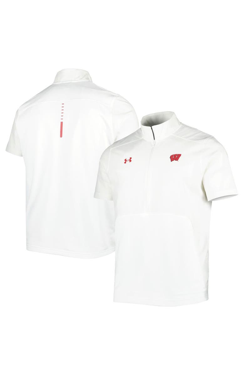 Under Armour Men's Under Armour White Wisconsin Badgers Motivate 2.0 Half-Zip Jacket, Main, color, White