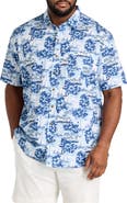 Oak Hill by DXL Big & Tall Sailboat Print Sport Shirt