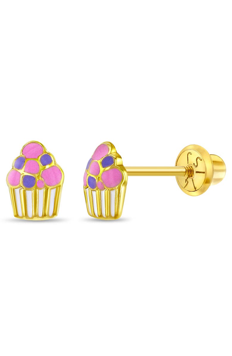 In Season Jewelry 14k Colorful Cupcake Earrings, Main, color, Pink