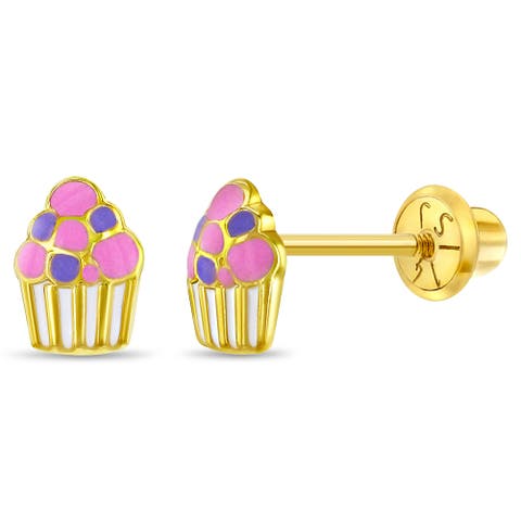 14k Colorful Cupcake Earrings