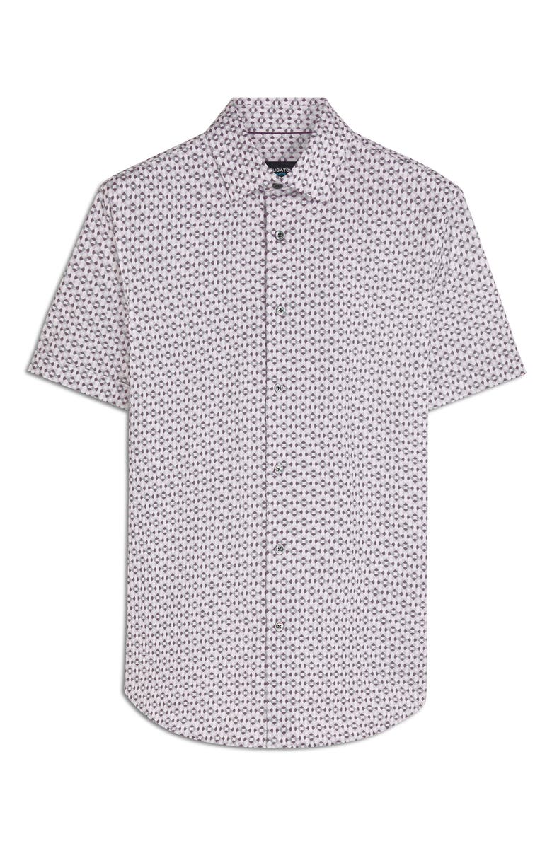 Bugatchi OoohCotton<sup>®</sup> Geo Print Short Sleeve Button-Up Shirt, Alternate, color, 