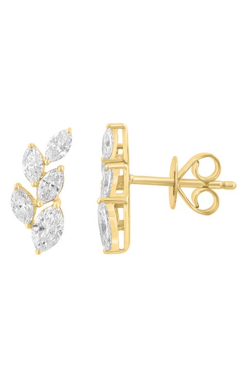 Lab Grown Diamond Leaf Stud Earrings