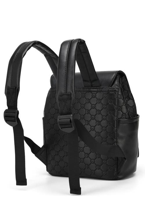 Elle Compass 10l Vegan Leather Monogram Mini Backpack In Black