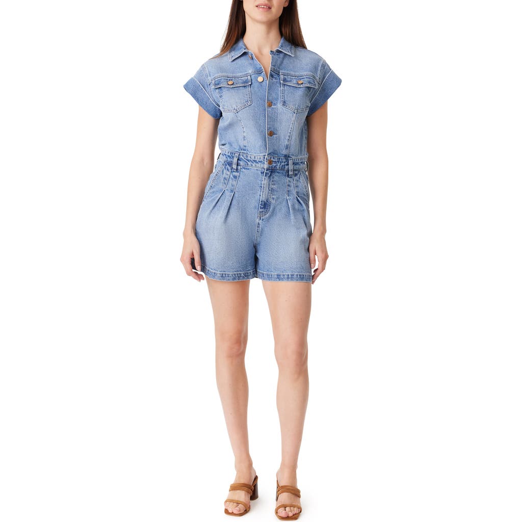 Shop Habitual Roll Cuff Denim Jumpsuit In Splash