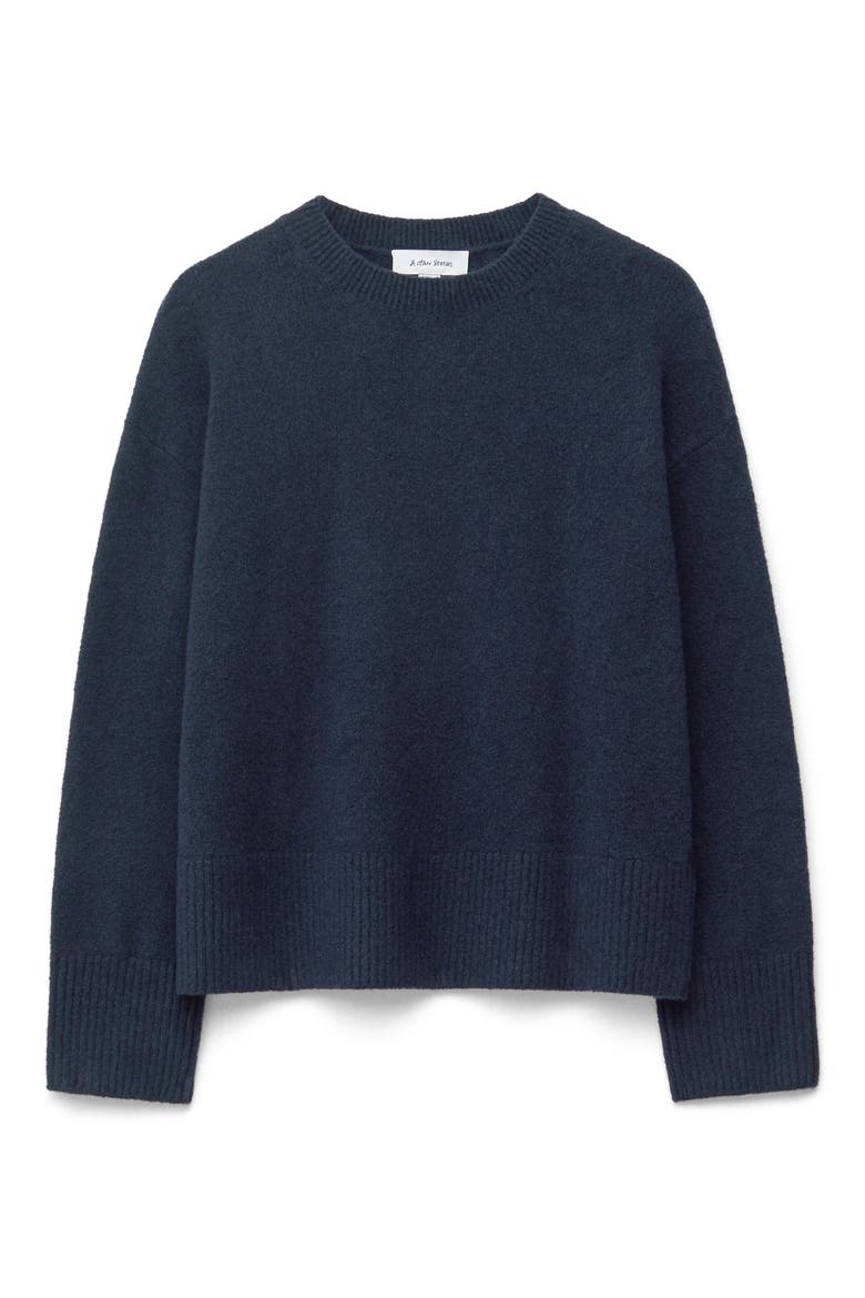 Relaxed Crewneck Cotton Blend Sweater, Alternate, color, BLUE DARK
