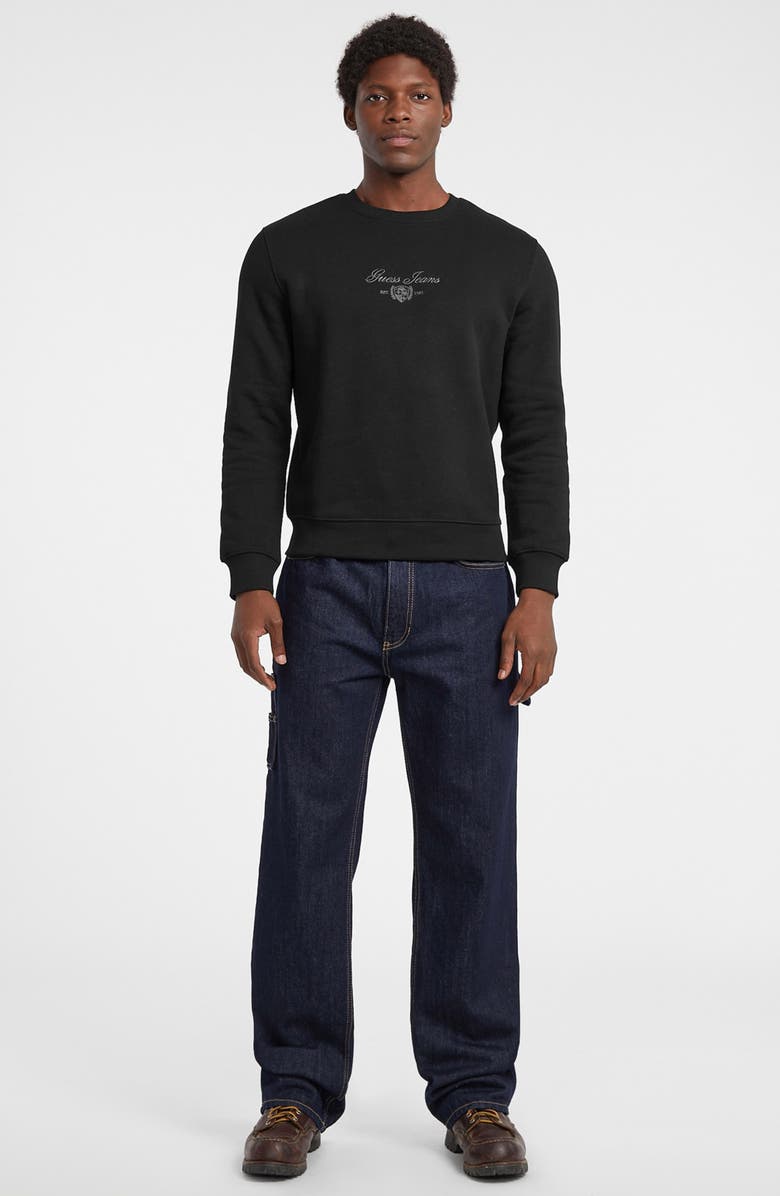 GUESS JEANS Embroidered Logo Sweatshirt, Alternate, color, Jblk