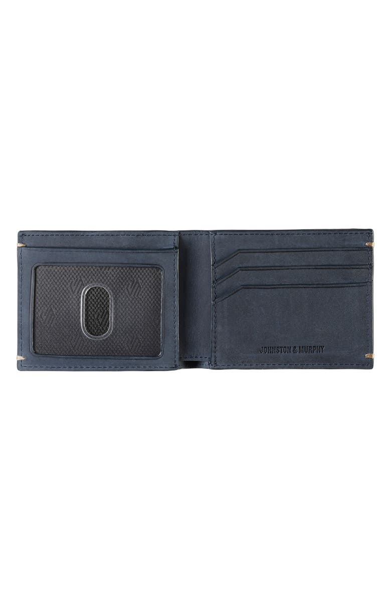Johnston & Murphy Jackson Leather Wallet, Alternate, color, Navy Oiled