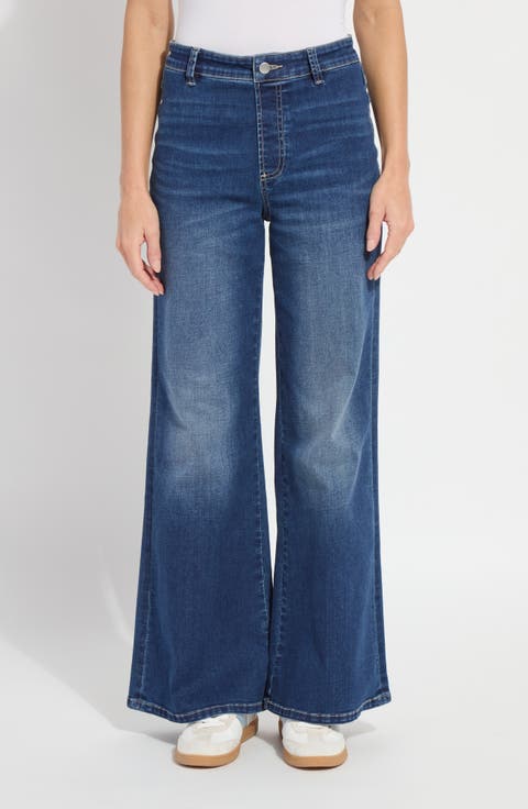 Iris Flat Front Wide Leg Jeans