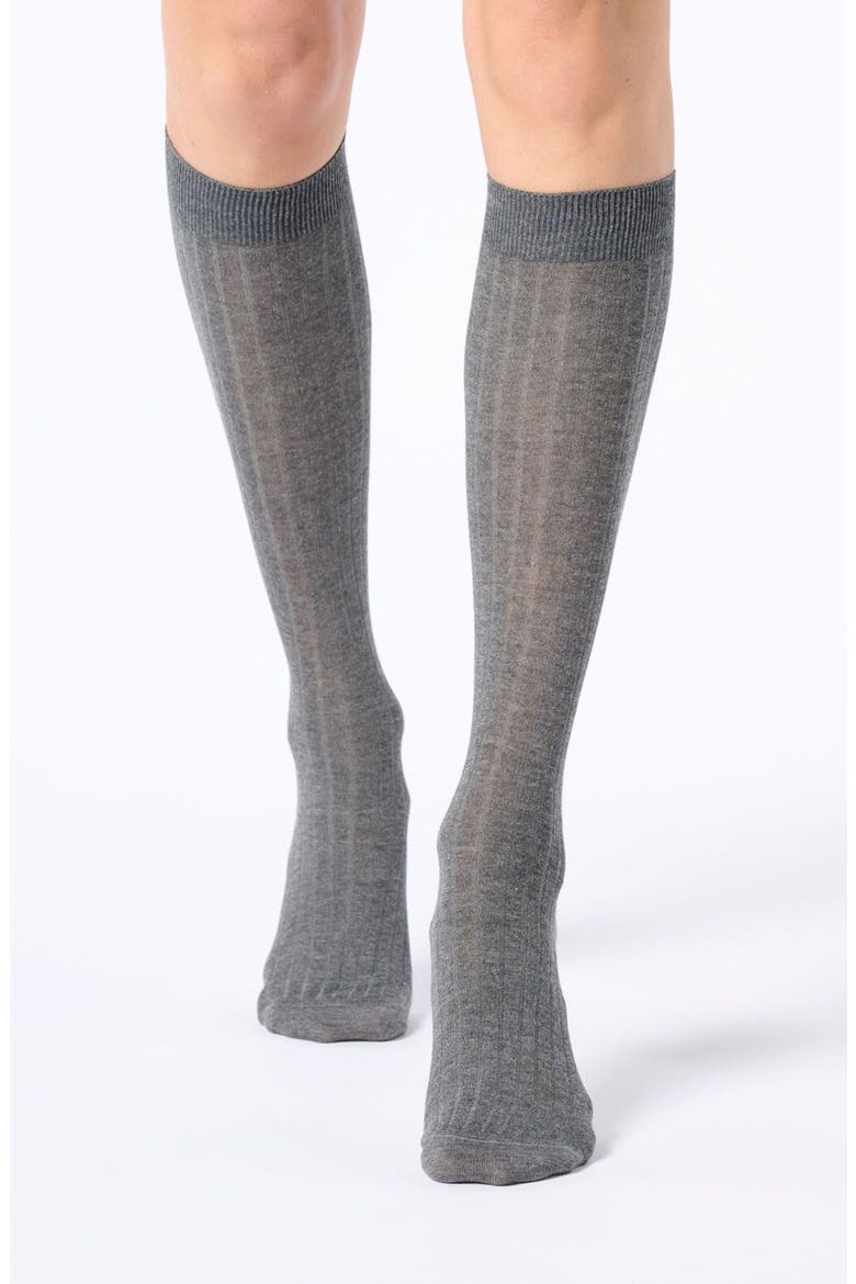 Light Knee High Socks, Main, color, GREY MELANGE