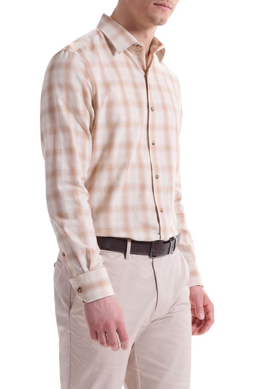 Bugatchi Julian Shaped Fit Plaid Button-up Shirt In Neutral