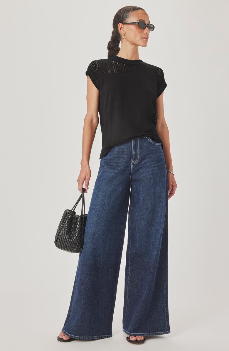 Splendid Jada Pointelle Cap Sleeve T-Shirt, Alternate, color, Black