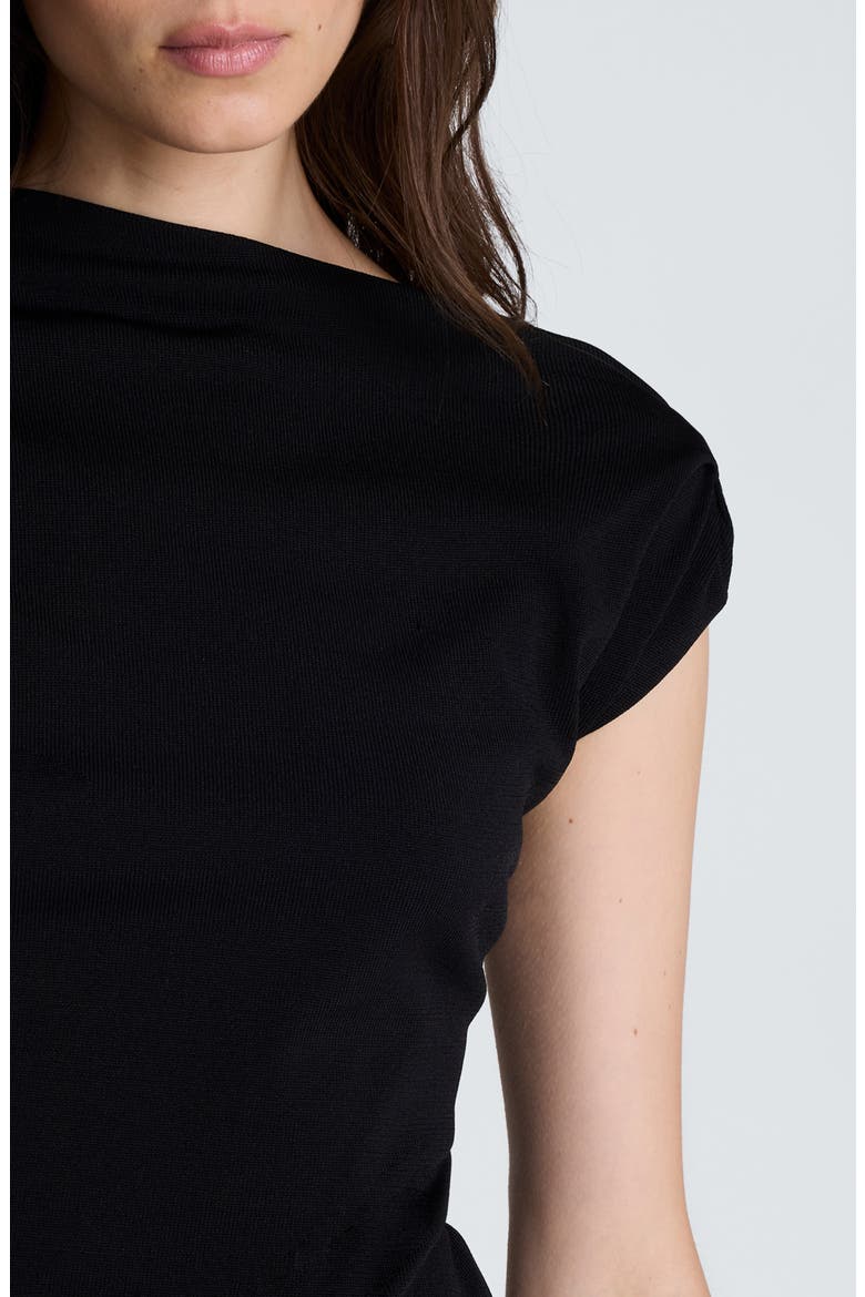 Asymmetric Drape Neck Jersey Top, Alternate, color, BLACK