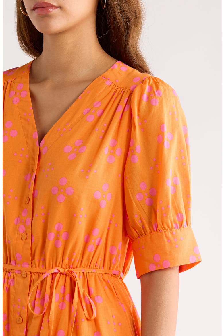Donna Dot Elanie Button Midi Dress, Alternate, color, ORANGE-PINK