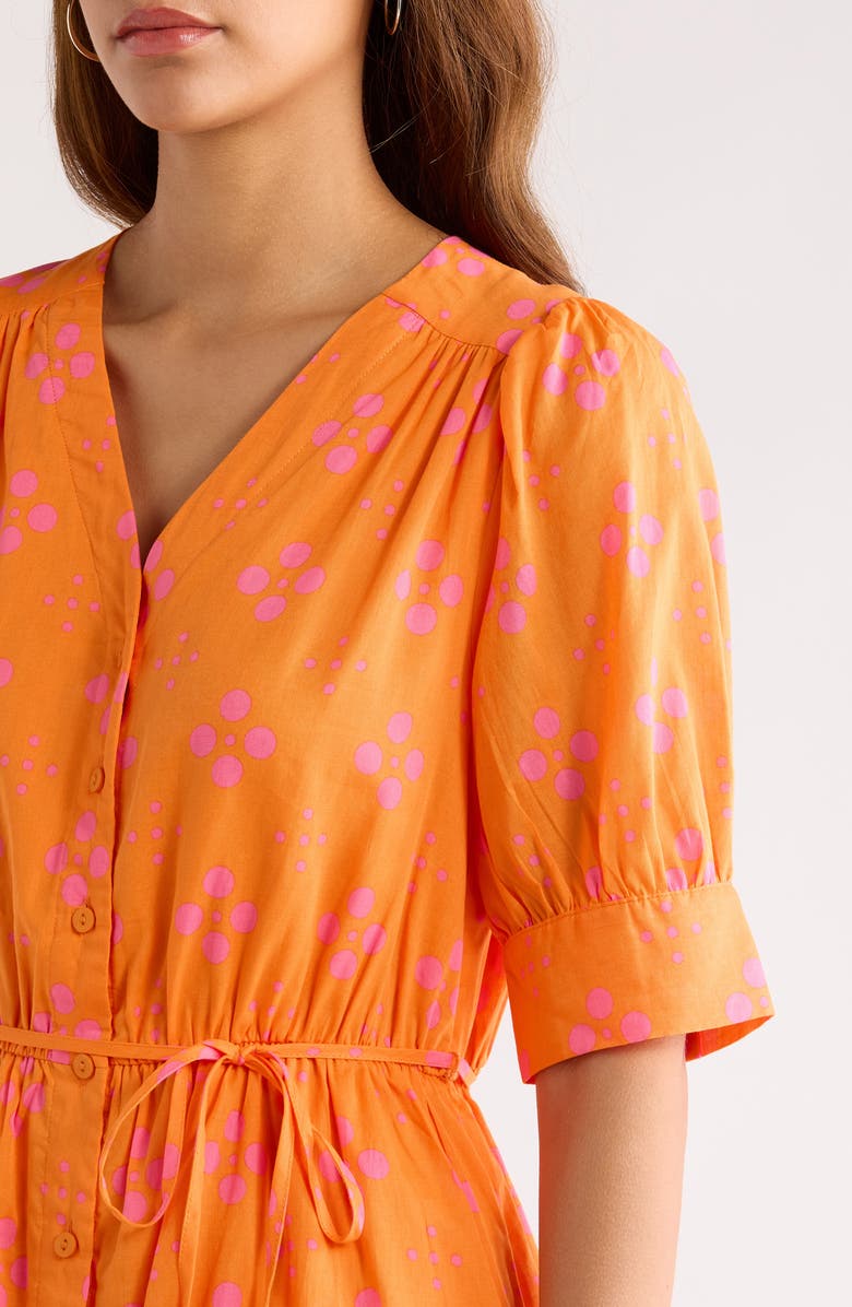 SUGARLIPS Donna Dot Elanie Button Midi Dress, Alternate, color, Orange-Pink