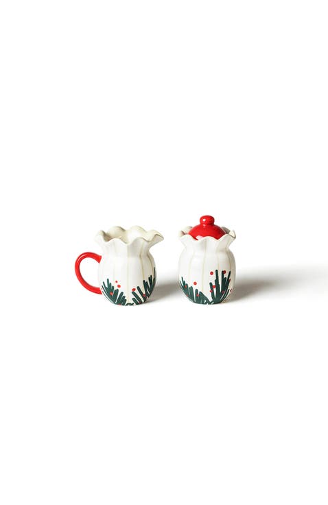 Balsam Stripes Ruffle Cream and Sugar Set