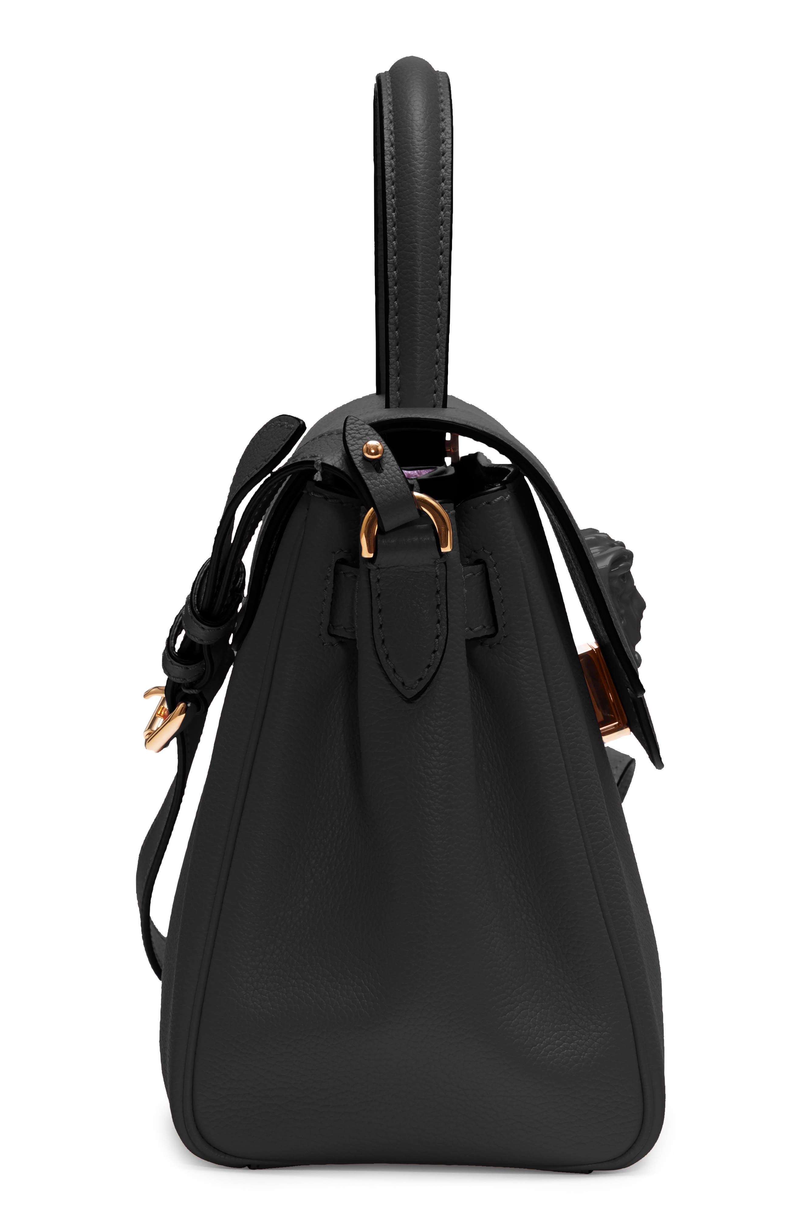 Versace La Medusa Medium Leather Top Handle Bag, Alternate, color, 