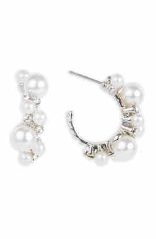 SAACHI Mixed Pearl & Crystal Hoop Earrings