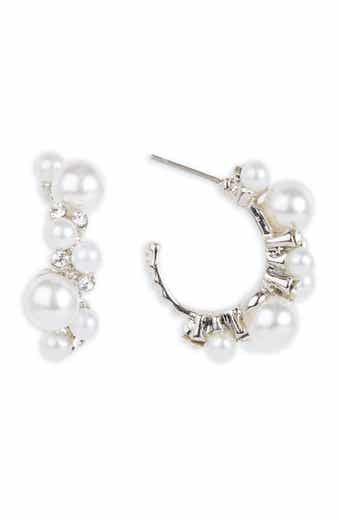 SAACHI Mixed Pearl & Crystal Hoop Earrings