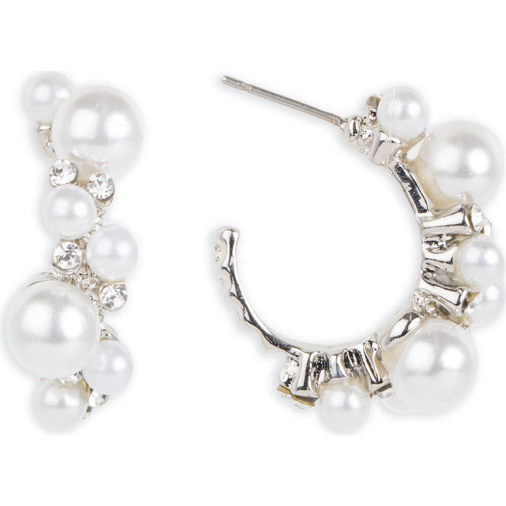 Saachi Mixed Pearl & Crystal Hoop Earrings In Metallic